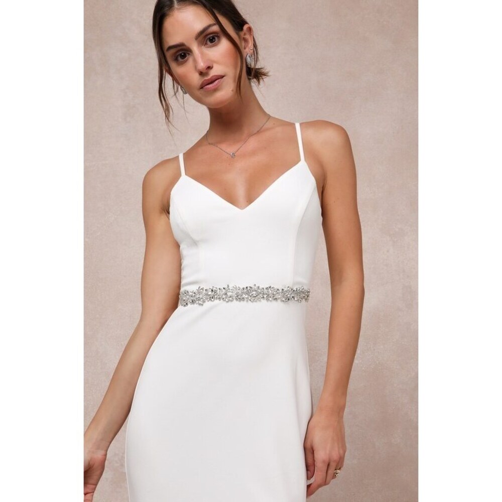 Lulus Sweetest Ending Silver Rhinestone Bridal Belt